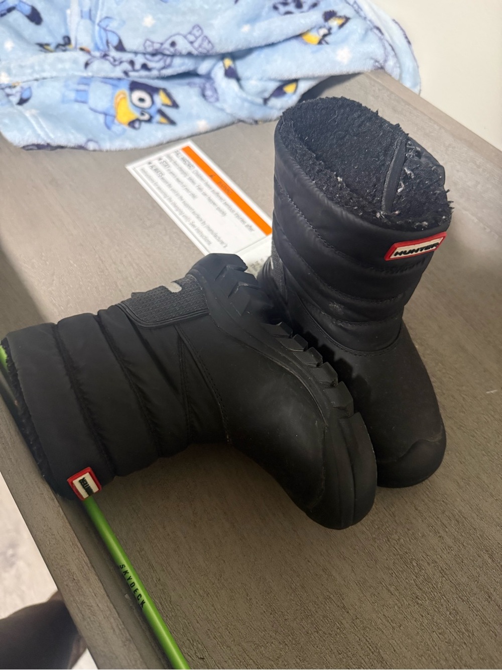 Hunter Black Kids Snow Boots with Quilted Upper